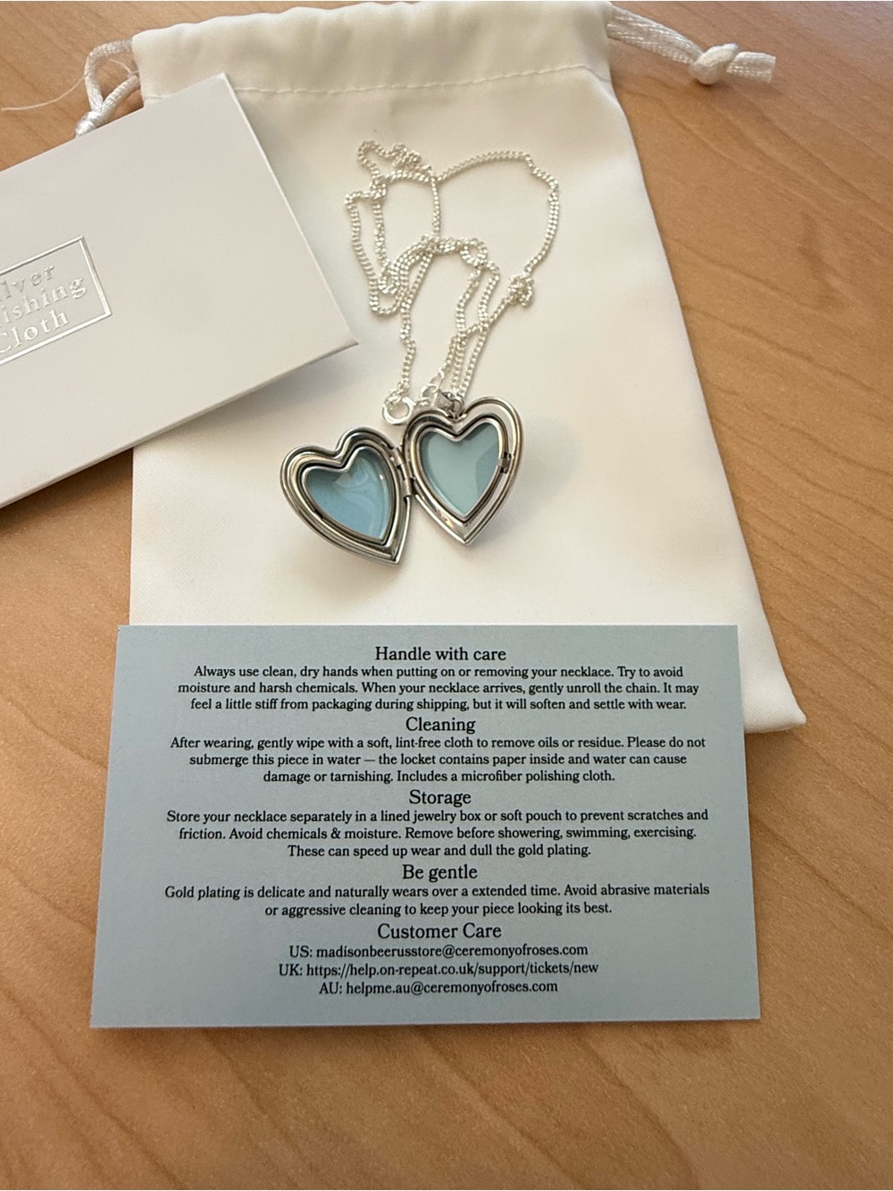 Madison Beer Silver Heart Locket Necklace with Blue Accents - Picture 2 of 6